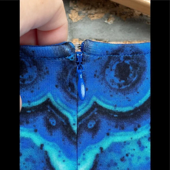 Torn By Ronny Kobo Digital Print Azure Blue Dress  XS - Picture 8 of 8